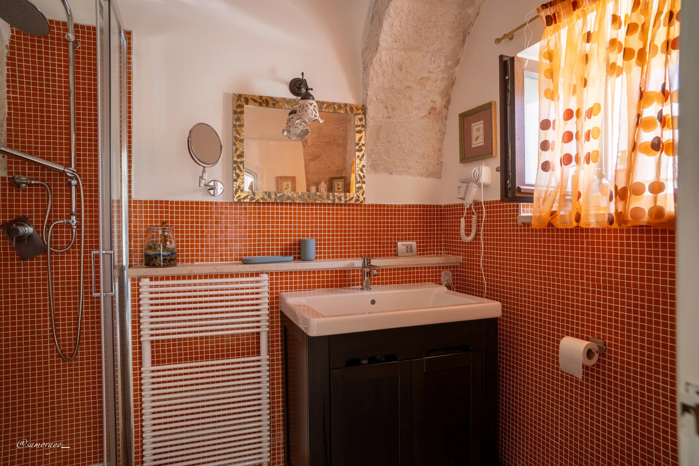 Lavabo e doccia del bagno en-suite